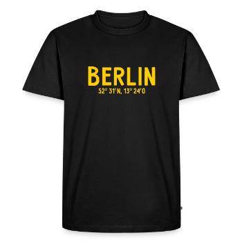 Coordonnées Berlin - Berlin Bear - T-shirt Premium bio Homme - noir - Devant - Nico (187cm)