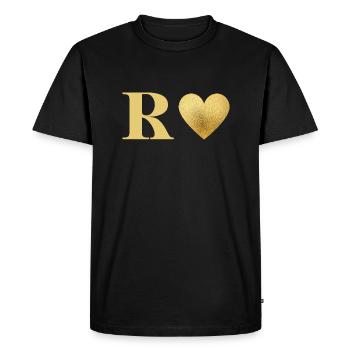 Letter r golden heart - Men's Premium Organic T-Shirt - black - Front - Nico (187cm)