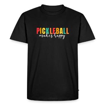 Pickleball makes happy Funny Pickle Ball Shirt - Men's Premium Organic T-Shirt - black - Front - Nico (187cm)