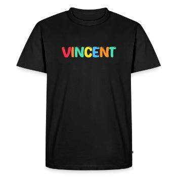 Nom - Vincent - T-shirt Premium bio Homme - noir - Devant - Nico (187cm)