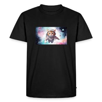 Cat as an astronaut | Gift for cat fans - Men's Premium Organic T-Shirt - black - Front - Nico (187cm)