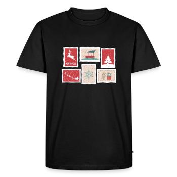 Breifmarken de Noël | Idée cadeau - T-shirt Premium bio Homme - noir - Devant - Nico (187cm)
