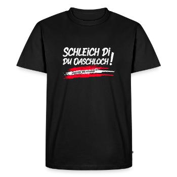 Doucement, Oaschloch ! - T-shirt Premium bio Homme - noir - Devant - Nico (187cm)