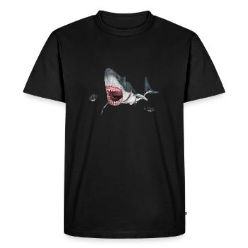Un requin blanc à la chasse - T-shirt Premium bio Homme - noir - Devant - Nico (187cm)