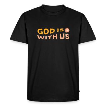 God is flower with us - Men's Premium Organic T-Shirt - black - Front - Nico (187cm)