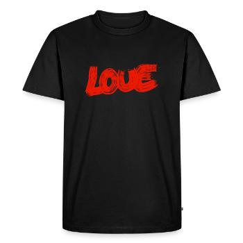 Lettering LOVE Red Lines Drawing Abstract Cool - Men's Premium Organic T-Shirt - black - Front - Nico (187cm)