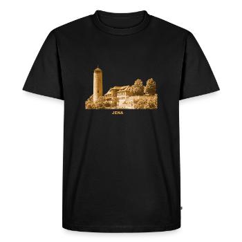 Jena Fuchsturm Thuringia local mountain Burg Kirchberg - Men's Premium Organic T-Shirt - black - Front - Nico (187cm)