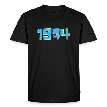 1974 in Blue and Yellow - Men's Premium Organic T-Shirt - black - Front - Nico (187cm)