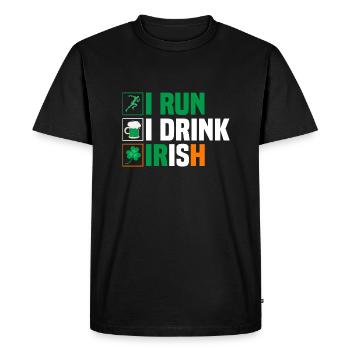 Je cours. Je bois. Irlandais. - T-shirt Premium bio Homme - noir - Devant - Nico (187cm)
