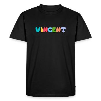 Nom - Vincent - T-shirt Premium bio Homme - noir - Devant - Nico (187cm)