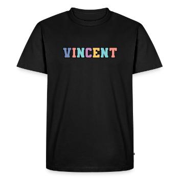 Nom - Vincent - T-shirt Premium bio Homme - noir - Devant - Nico (187cm)