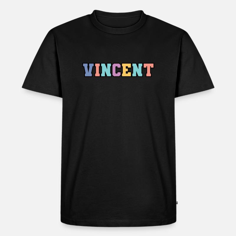 Name - Vincent - Männer Premium Bio T-Shirt - Schwarz