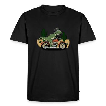 T-Rex on a Motorcycle - Men's Premium Organic T-Shirt - black - Front - Nico (187cm)