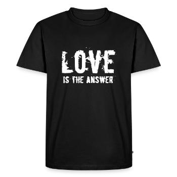 LOVE IS THE ANSWER - Männer Premium Bio T-Shirt - Schwarz - Vorne - Nico (187cm)