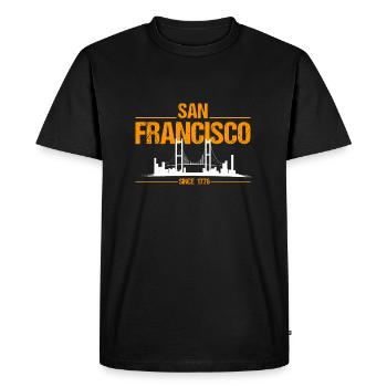 san francisco Californie - T-shirt Premium bio Homme - noir - Devant - Nico (187cm)
