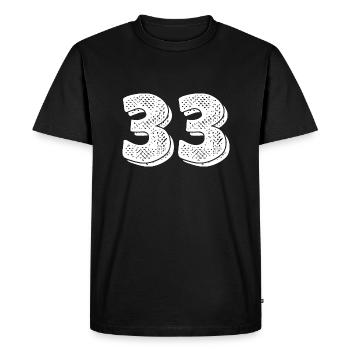 Issue 33- 33rd anniversary - Men's Premium Organic T-Shirt - black - Front - Nico (187cm)