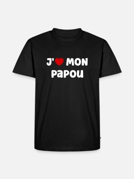 J'AIME mon papou - T-shirt Premium bio Homme - noir