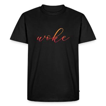 Autodérision : WOKE - T-shirt Premium bio Homme - noir - Devant - Nico (187cm)