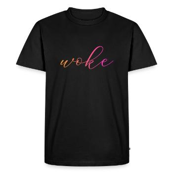 Autodérision : WOKE - T-shirt Premium bio Homme - noir - Devant - Nico (187cm)