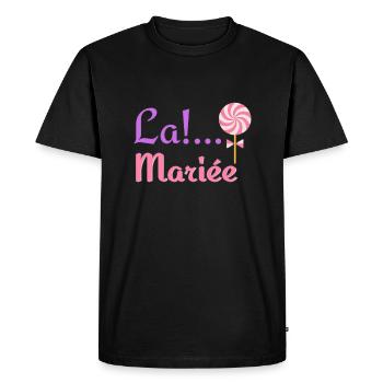 Imprimé "La Mariée" - Pour une journée spéciale - T-shirt Premium bio Homme - noir - Devant - Nico (187cm)