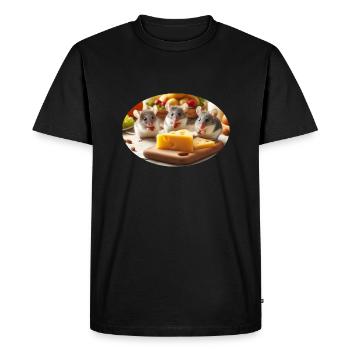 Cute Realistic Mice with Cheese - Men's Premium Organic T-Shirt - black - Front - Nico (187cm)