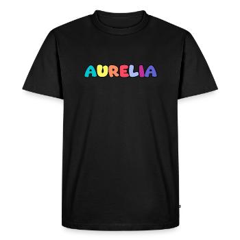 Name - Aurelia - Men's Premium Organic T-Shirt - black - Front - Nico (187cm)