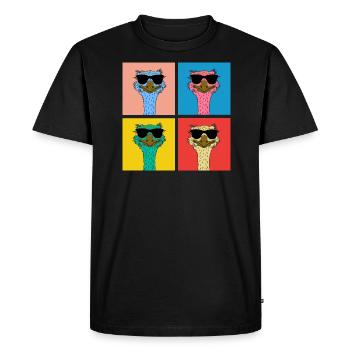 Pop Art Ostrich Ratite with Sunglasses - Men's Premium Organic T-Shirt - black - Front - Nico (187cm)