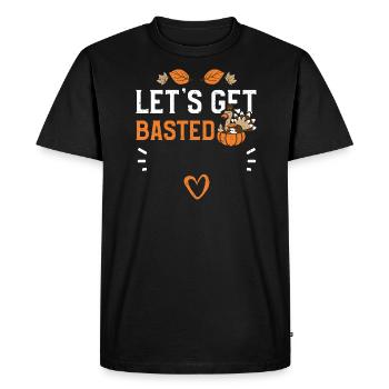 Let's Get Basted - Thanksgiving - Men's Premium Organic T-Shirt - black - Front - Nico (187cm)