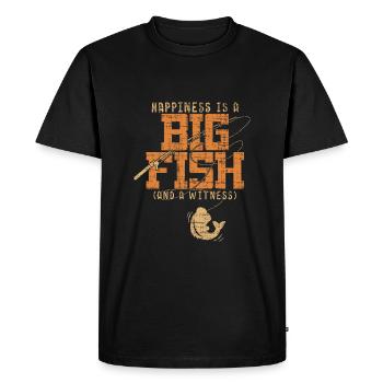 Angeln - Happiness is A Big Fish And A Witness - Men's Premium Organic T-Shirt - black - Front - Nico (187cm)
