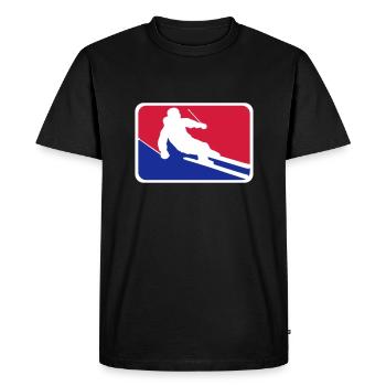 blue red button frame shield ski drive down - Men's Premium Organic T-Shirt - black - Front - Nico (187cm)