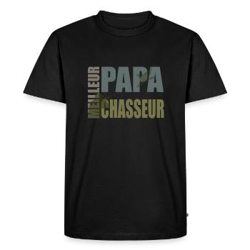 Meilleur Papa Chasseur Cool - T-shirt Premium bio Homme - noir - Devant - Nico (187cm)