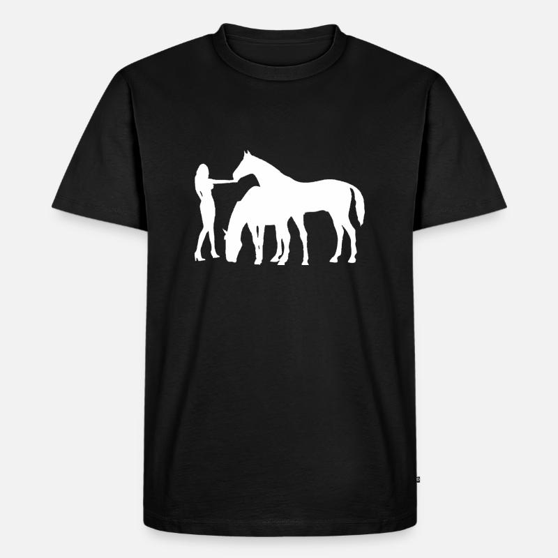 Pferde - Männer Premium Bio T-Shirt - Schwarz