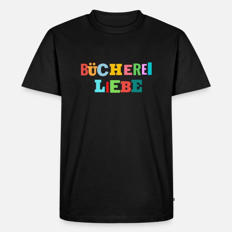 Bücherei Liebe - Männer Premium Bio T-Shirt - Schwarz