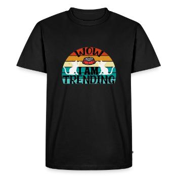wow je suis tendance - drôle d’amoureux chat - T-shirt Premium bio Homme - noir - Devant - Nico (187cm)