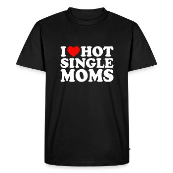 I Love Hot Single Moms I Red Heart Single Momsv - T-shirt Premium bio Homme - noir - Devant - Nico (187cm)