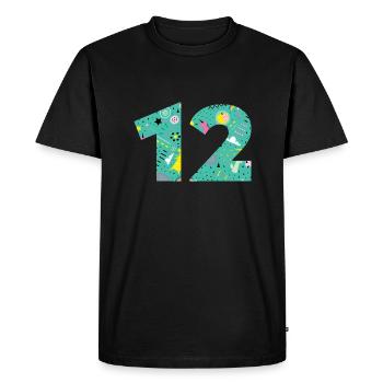 Personalized 12 Birthday Number - Men's Premium Organic T-Shirt - black - Front - Nico (187cm)