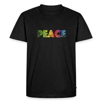 PEACE colours speckled - Men's Premium Organic T-Shirt - black - Front - Nico (187cm)
