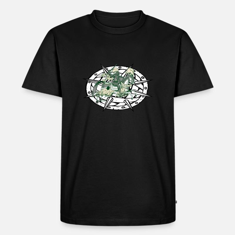 ritter mit pferd - Männer Premium Bio T-Shirt - Schwarz