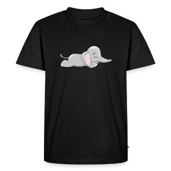 Bébé éléphant mignon endormi - T-shirt Premium bio Homme - noir - Devant - Nico (187cm)