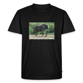 L’éléphant piétinait le pied dans le sable. - T-shirt Premium bio Homme - noir - Devant - Nico (187cm)