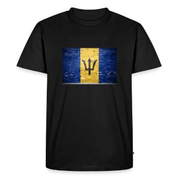 Drapeau de la Barbade Graffiti sur mur de briques - T-shirt Premium bio Homme - noir - Devant - Nico (187cm)