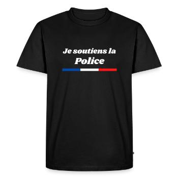 Je soutiens la Police cadeau métier de la paix - T-shirt Premium bio Homme - noir - Devant - Nico (187cm)