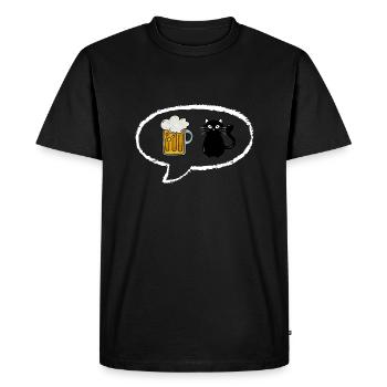 Pensées Bulle: Bière et Chat - T-shirt Premium bio Homme - noir - Devant - Nico (187cm)