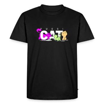 pussi chats blancs - T-shirt Premium bio Homme - noir - Devant - Nico (187cm)