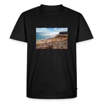 Vue sur une belle baie de baignade Risco del paso - T-shirt Premium bio Homme - noir - Devant - Nico (187cm)