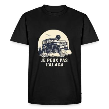 4x4 je peux pas j ai 4X4 humour 4X4 off road - T-shirt Premium bio Homme - noir - Devant - Nico (187cm)