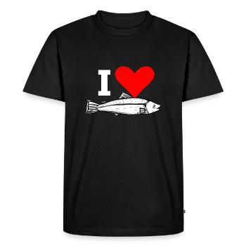 I Love Fish (Handdrawn) - Men's Premium Organic T-Shirt - black - Front - Nico (187cm)