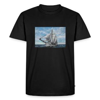 Ocean View: The Beauty of the Sea and Boats - Men's Premium Organic T-Shirt - black - Front - Nico (187cm)