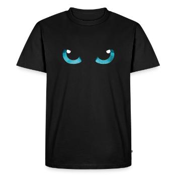 Yeux de chat Bleu - T-shirt Premium bio Homme - noir - Devant - Nico (187cm)