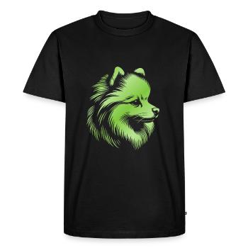 Pomeranian, Pomeranian, Dog's Head, Drawing Green - Men's Premium Organic T-Shirt - black - Front - Nico (187cm)